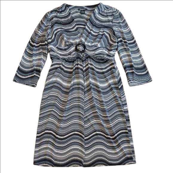 Glamour Monochrome Zigzag Long Sleeve Dress - Picture 1 of 4